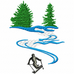 Ski Embroidery Design 4